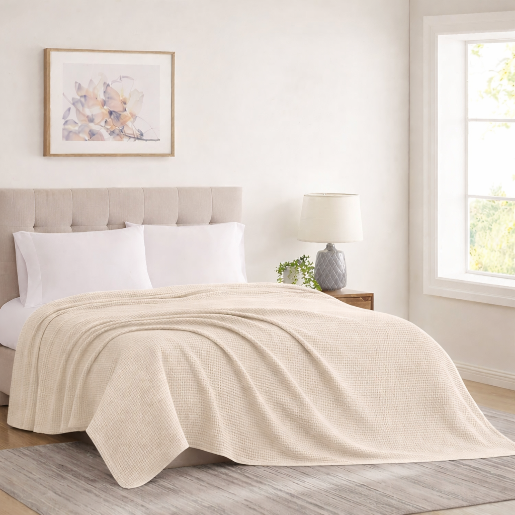 Plain Summer Cotton Blanket Double - Cannon