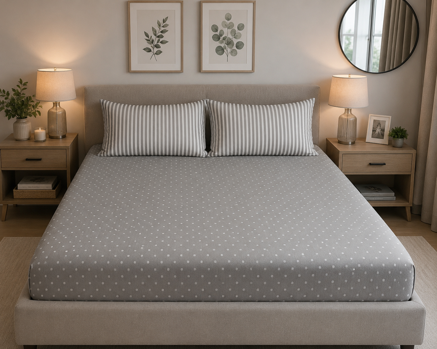 Stripes & Dots Fitted Sheets Double - Cannon